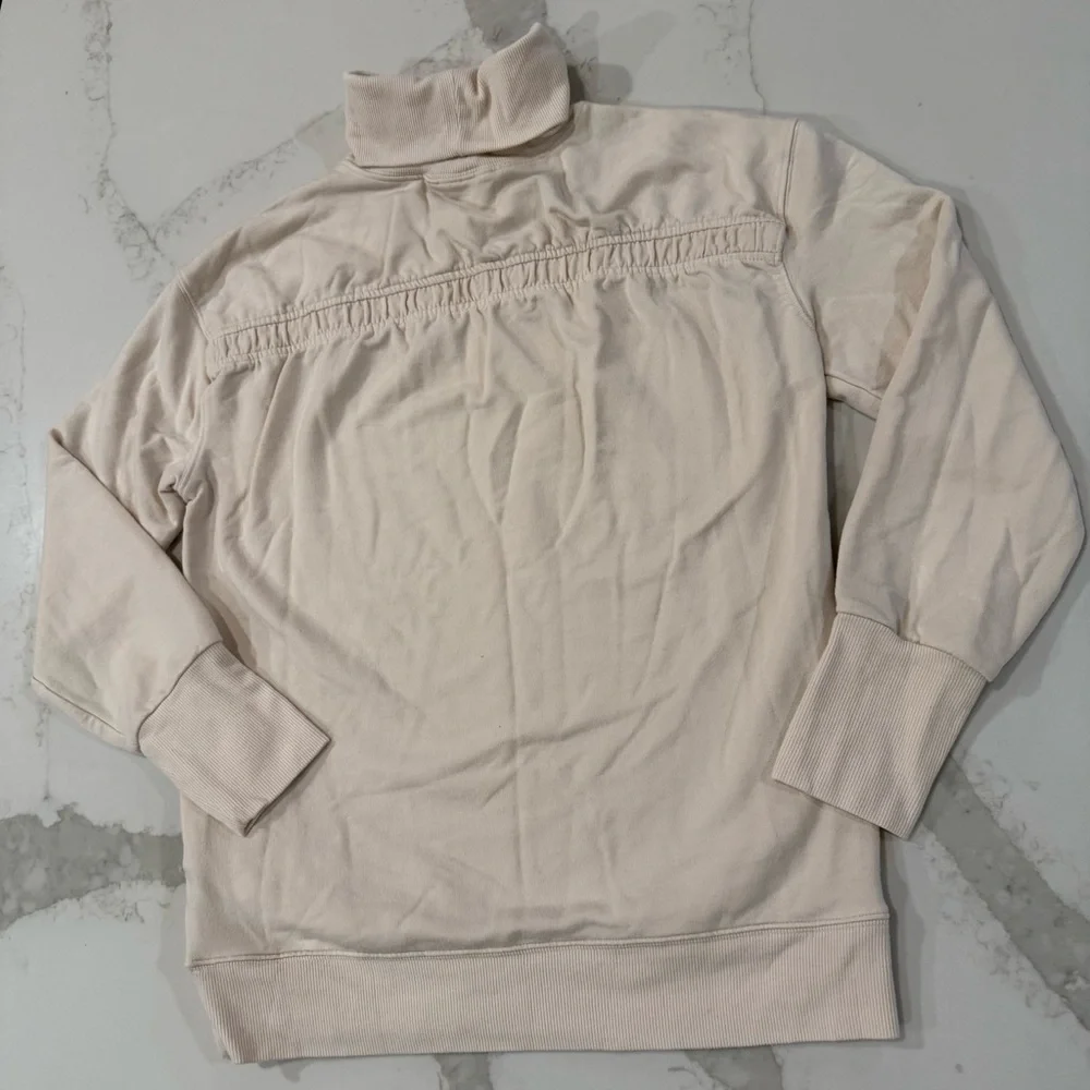 Athleta Balance Cinch Turtleneck Sweatshirt Women’s XXS Chantilly Cream Pockets - Picture 11 of 12